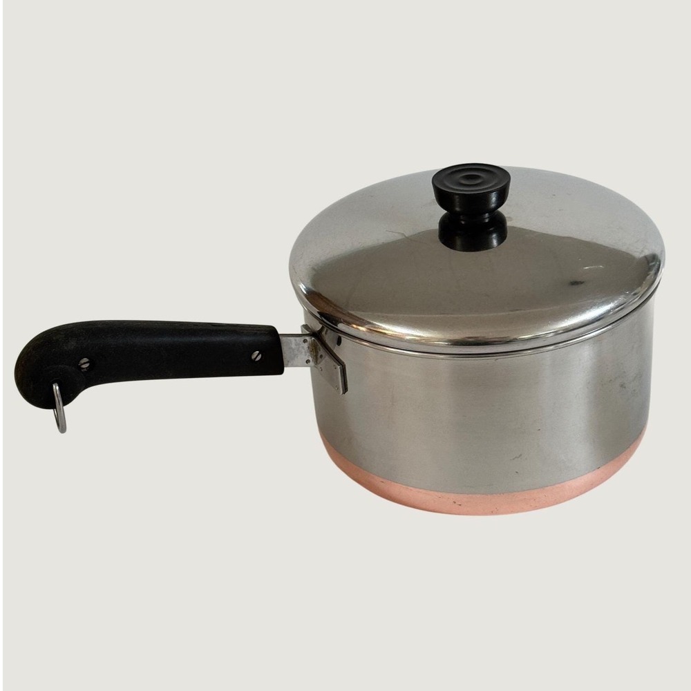 Vintage 1950s Revere Ware 1801 4 Qt Copper Clad Saucepan Lid Riverside CAL